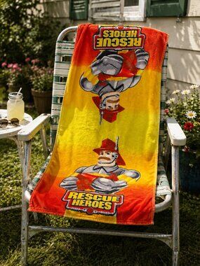 Vintage 2002 Fisher-Price Rescue Heroes Beach Towel Mattel 20.5” x 40”
